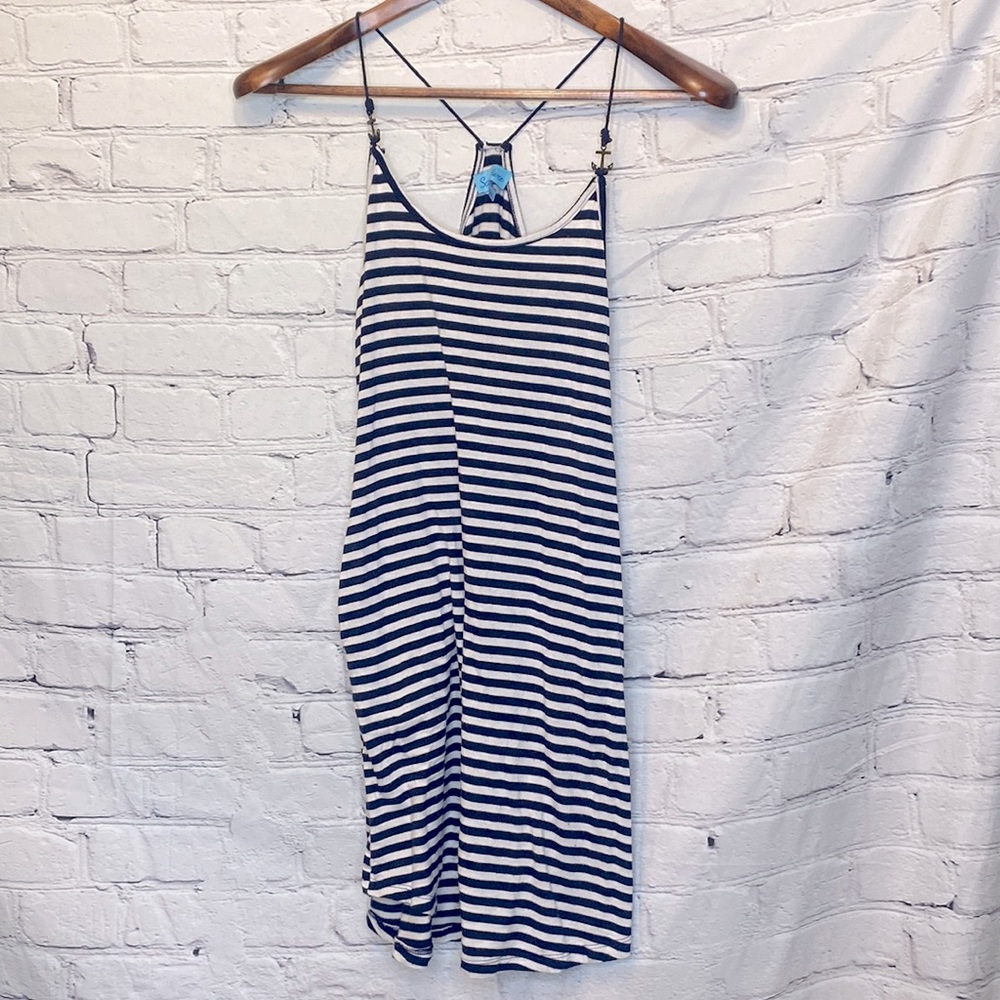 Sandiva Navy Blue & White Spaghetti Strap Dress Size XS Excellent Condition